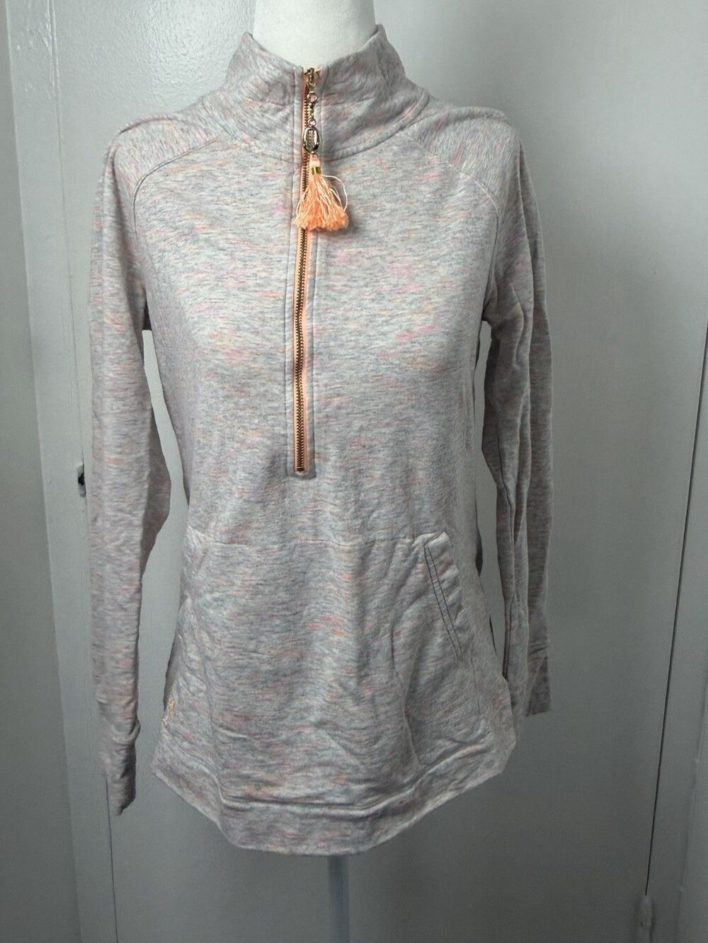 Lilly Pulitzer  Sunny State of Mind Half Zip Pullover Sweatshirt Women’s M Gray - Picture 4 of 13